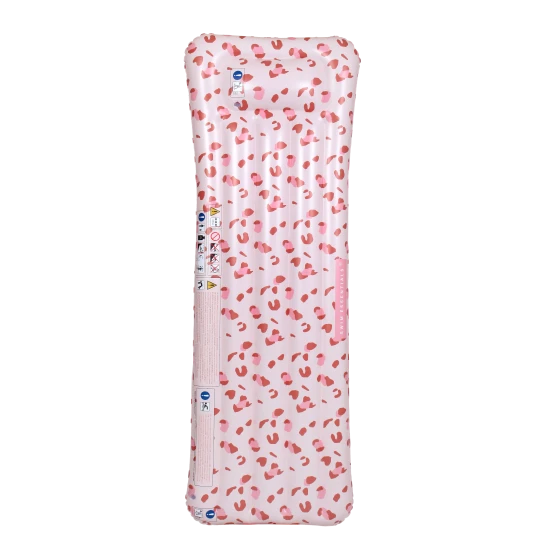 Klasické nafukovací lehátko od Swim Essentials s luxusním leopradím motivem ve starorůžových barvách se bude krásně vyjímat v bazénu i na moři. 
