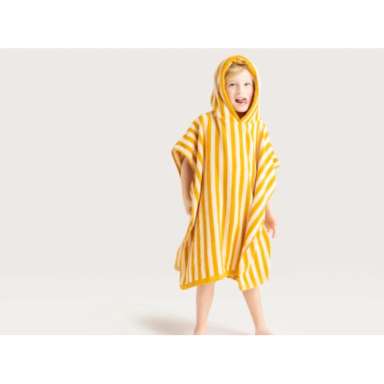 Dětské ručníkové pončo s kapucí Proužky žlutý Swim Essentials