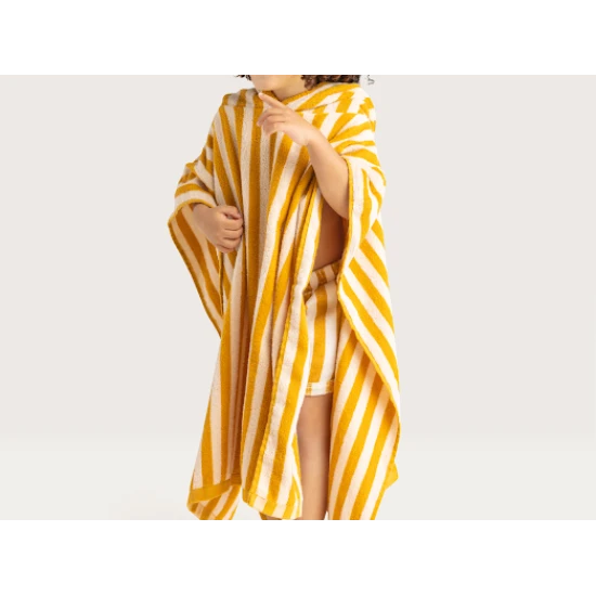 Dětské ručníkové pončo s kapucí Proužky žlutý Swim Essentials