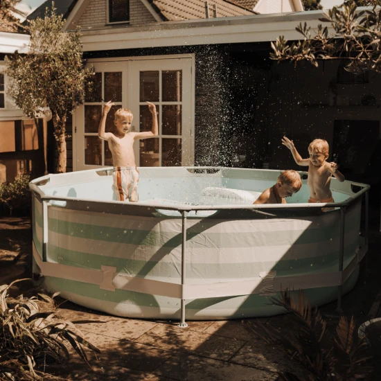 Kulatý bazén s konstrukcí Essence Luxe Old Green Stripe 305×76