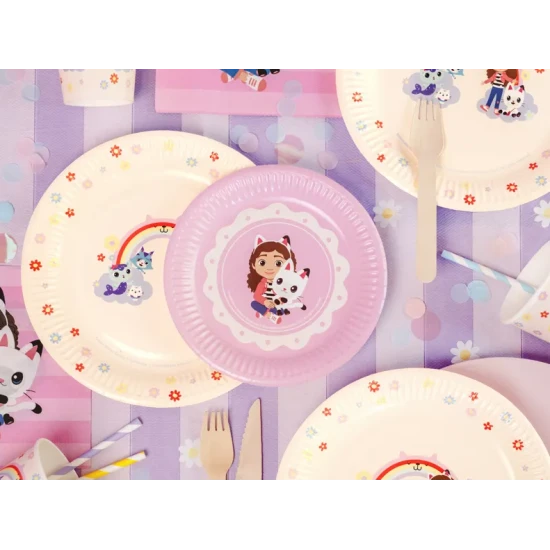 Papírové talíře Gabby’s Dollhouse s barevným motivem