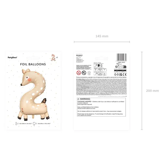 Party Deco Balónek Číslo 2 Srnka Balónek Číslo 2 Srnka