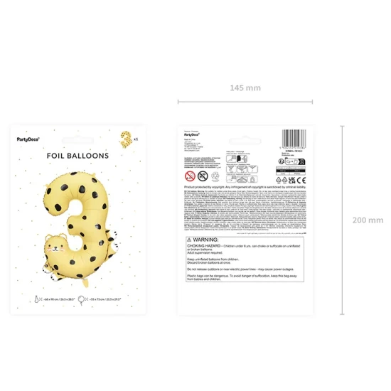 Balónek Číslo 3 Gepard