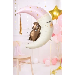 Balónek Medvídek na měsíci Růžový 80x98 cm