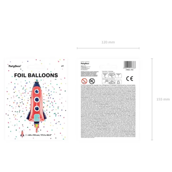 Balónek s atraktivním designem vesmírné rakety zaujme každé dítě.