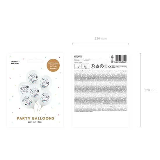 Party Deco Balóny Jednorožec 6 ks průměr 30 cm Balóny v motivem jednorožce pro každého malého oslavence.