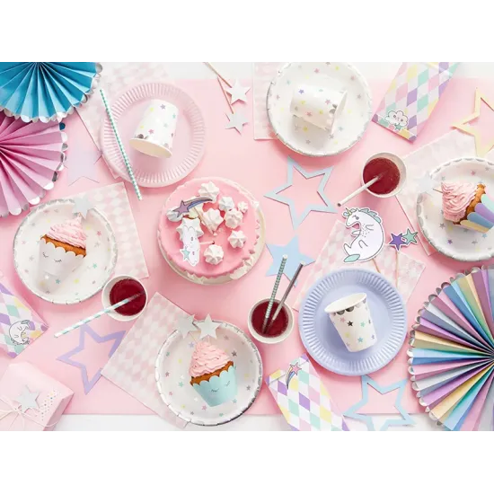 Sada 6 kusov cupcakes v jemných pastelových odstínoch oživí každú detskú oslavu.