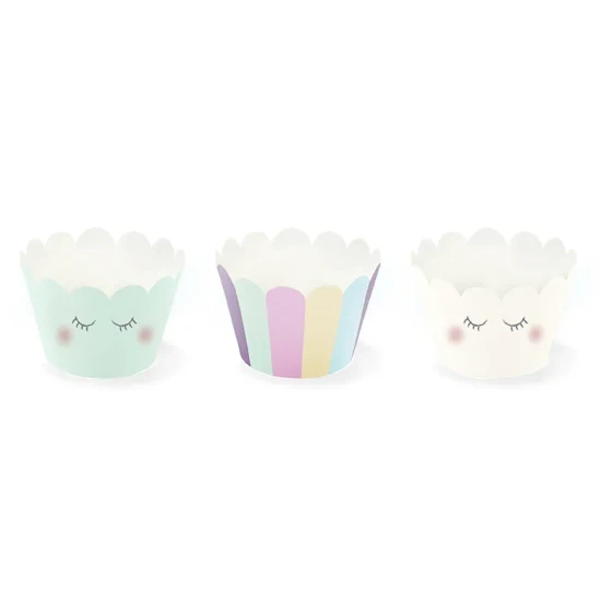 Sada 6 kusov cupcakes v jemných pastelových odstínoch oživí každú detskú oslavu.