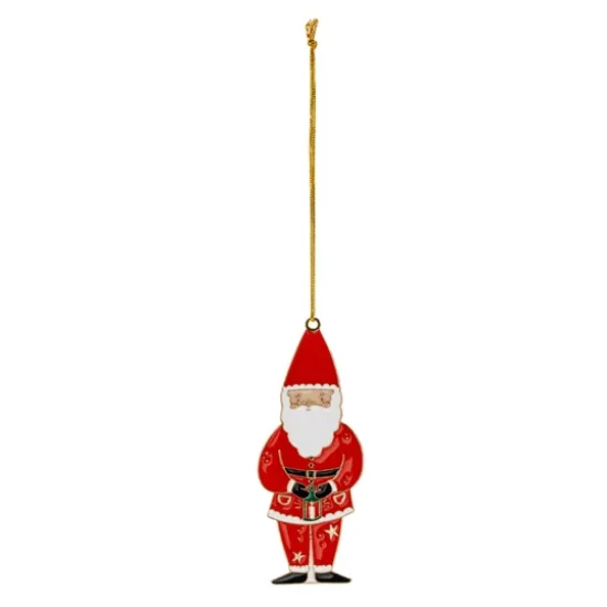 Kovová vánoční ozdoba ve tvaru Santa Claus na vánoční stromeček.