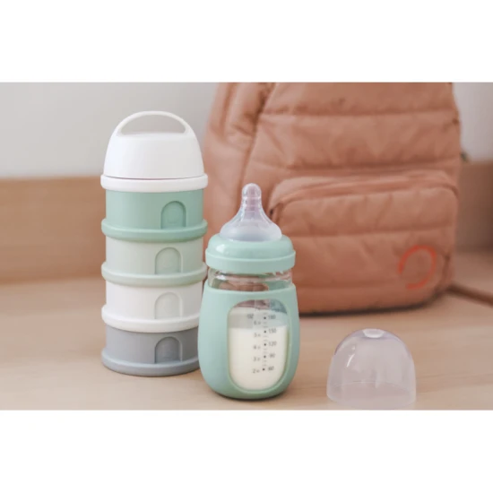 Sada dóziček na sušené mléko / svačinu Cotton White / Sage Green – Béaba