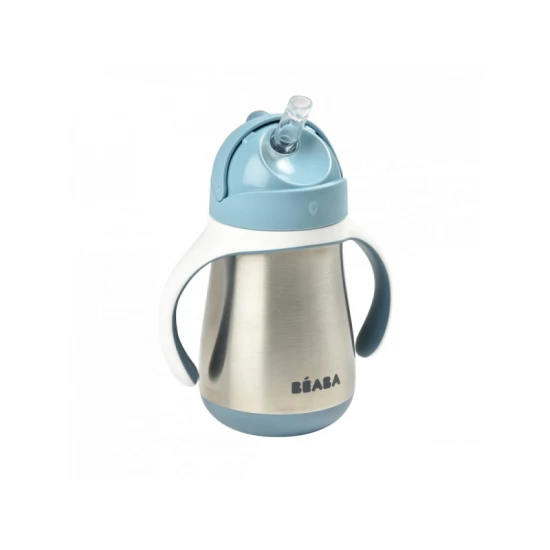 Termoizolační nerezový hrnek s brčkem 250ml Blue – Béaba