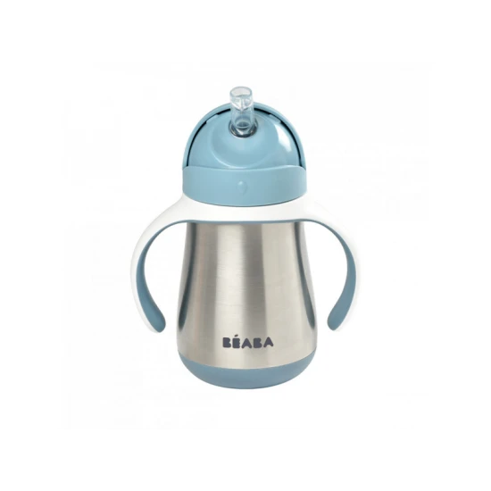 Termoizolační nerezový hrnek s brčkem 250ml Blue – Béaba