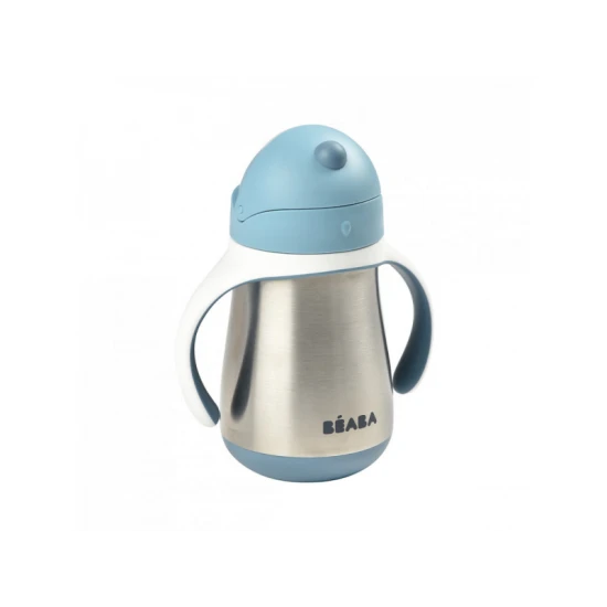 Termoizolační nerezový hrnek s brčkem 250ml Blue – Béaba