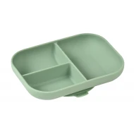 Silikonový talíř delený s prísavkou Sage Green
