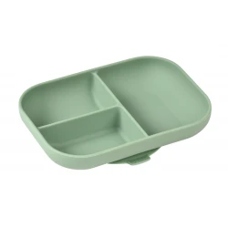 Silikonový talíř delený s prísavkou Sage Green