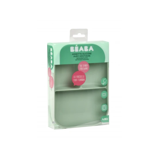 Silikonový talíř delený s prísavkou Sage Green – Béaba