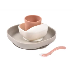 Silikonová jídelní sada 4dílná Terracotta / Gazelle