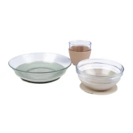 Skleněná jídelní sada s přísavkami Natural