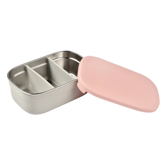 Nerezový svačinový box Velvet Grey / Dusty Rose – Béaba