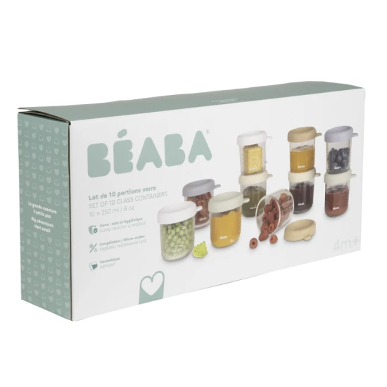 Beaba Skleněné kelímky na jídlo 10x 250 ml Natural