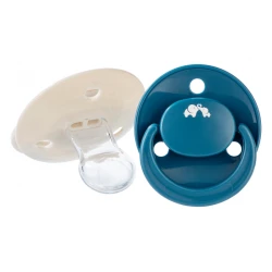 Silikonový symetrický dudlík Eco 2ks 0m+ Sand/Blue
