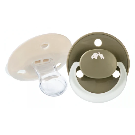 Silikonový symetrický svítící dudlík 2ks 6m+ Sand/Green – BebeConfort 3104202570BC