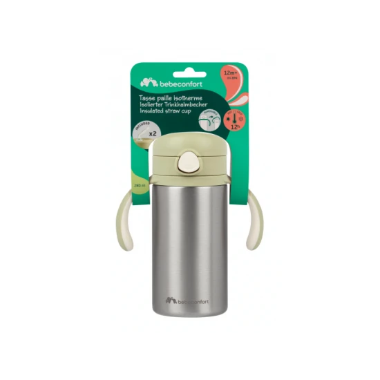 Termoizolační hrnek se slámkou nerez 280 ml Green – BebeConfort 3105201190BC