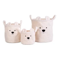 Koše na hračky 3 ks Teddy Off White 3 ks