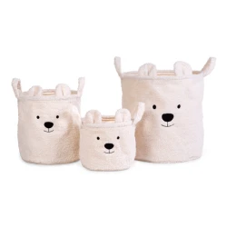 Koše na hračky 3 ks Teddy Off White 3 ks