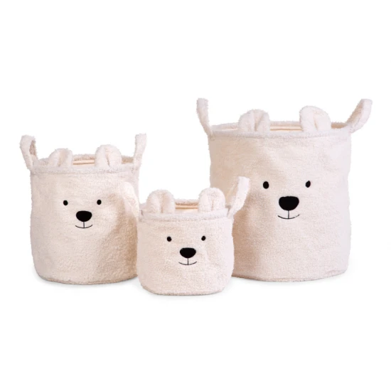 Childhome Teddy Off White 3 ks – sada 3 plyšových úložných košíků Teddy