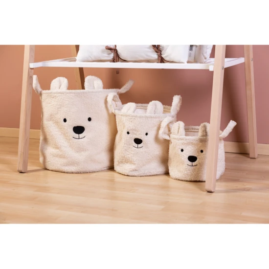 Childhome Teddy Off White 3 ks – sada 3 plyšových úložných košíků Teddy