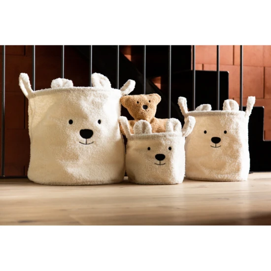 Childhome Teddy Off White 3 ks – sada 3 plyšových úložných košíků Teddy
