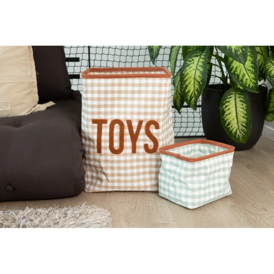Childhome Sage Green – plátěný úložný koš na hračky