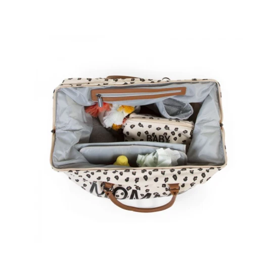 Childhome Mommy Bag Canvas Leopard – přebalovací taška 55×30×40 cm