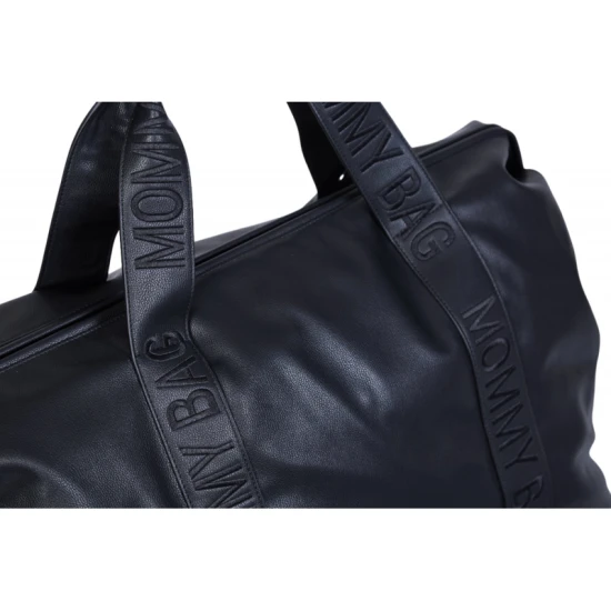 Childhome Mommy Bag Signature Vegan Leather Black – přebalovací taška 55×30×40 cm
