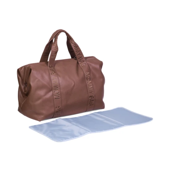 Childhome Mommy Bag Signature Vegan Leather Dark Brown – přebalovací taška 55×30×40 cm