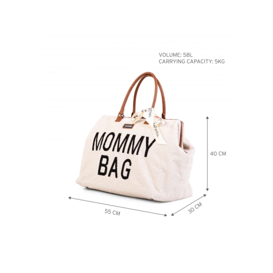 Childhome Mommy Bag Teddy Off White – přebalovací taška 55×30×40 cm