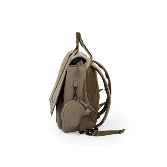 Childhome Canvas Khaki – školní taška s reflexní pláštěnkou 39×31×12 cm