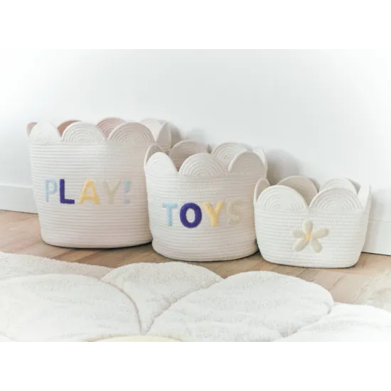 Childhome Koš na hračky Květina Off White 30x20x15 cm Krásný a funkční košík s květinou do dětského pokoje.