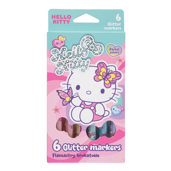 Třpytivé fixy Hello Kitty Pastel Pink 6 ks