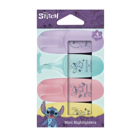 Zvýrazňuj se stylem – Stitch pastelové mini zvýrazňovače 4 ks