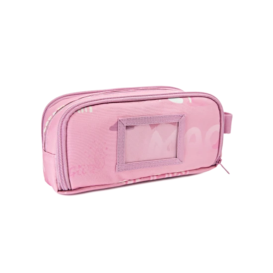 Kvalitní růžový penál Happy Color je nezbytností každého školáka.