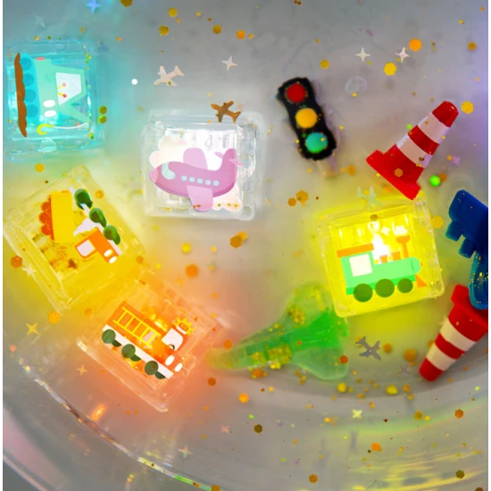 Senzorické svítící kostky Glo Pals Cars svítící kostky do koupele pro děti, svítí ve vodě.