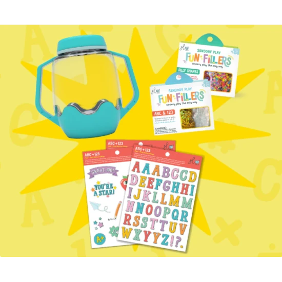 Světelná ABC smyslová láhev s příslušenstvím