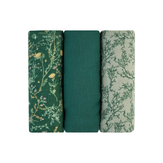 Mušelínové pleny 75x75 cm 3ks Secret Garden Green - KikkaBoo 31103010103KB