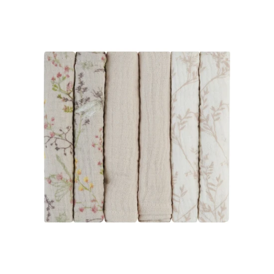 Mušelínové pleny 30x30 cm 6ks Secret Garden Beige - KikkaBoo 31103010109KB