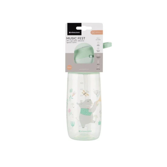 Hrnek se silikonovým náustkem 450 ml 12m+ Music Fest Mint - KikkaBoo 31302030067KB