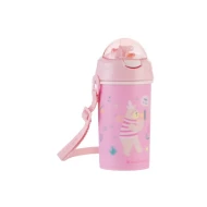 Hrnek se silikonovým brčkem a popruhem 450 ml Music Fest Pink