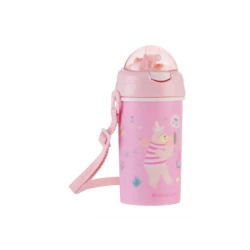 Hrnek se silikonovým brčkem a popruhem 450 ml Music Fest Pink