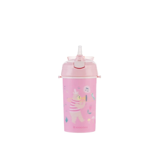Hrnek se silikonovým brčkem a popruhem 450 ml Music Fest Pink - KikkaBoo 31302030081KB